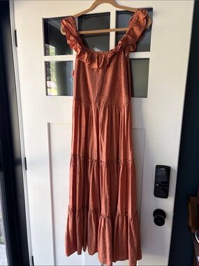 Old Navy Rust Ruffle-Trim Maxi Dress